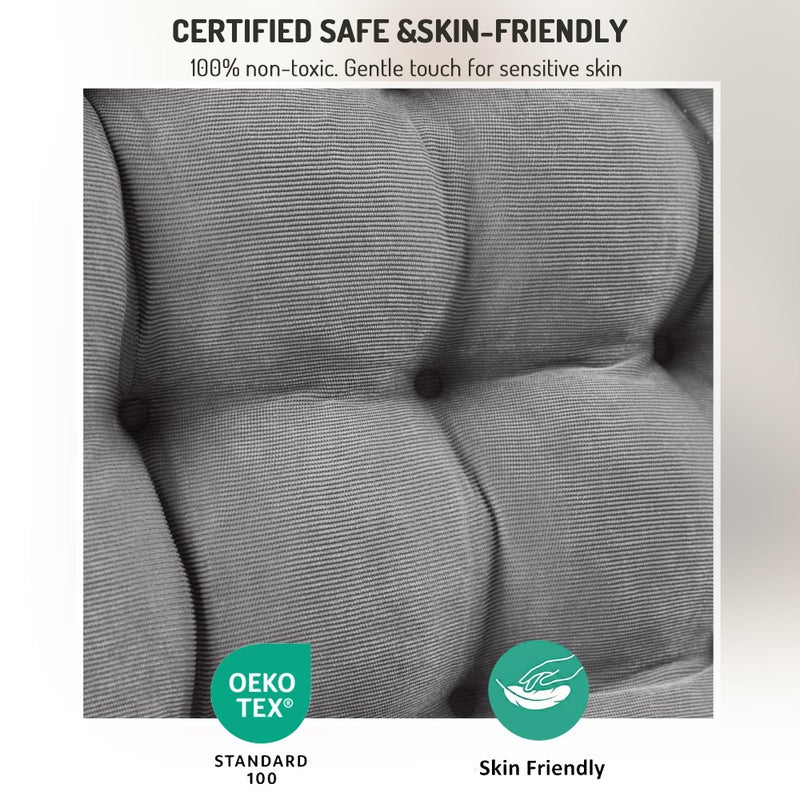 Degrees of Comfort Meditation Floor Pillow, Square Large Pillows Seating for Adults, Gray Tufted Corduroy Cushions for Outdoor Yoga Tatami Fireplace Living Room, Grey, 22x22 Inch - Image 5