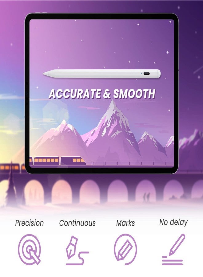 Edivia iPad A16 Pencil,Fast Charging Stylus Pen for iPad A16/11th/10th/9th/8th Generation Compatible with Apple Pencil 2nd Generation,Palm Rejection and Tilt Sensitive for Drawing Writing Note-Taking,White - Image 2