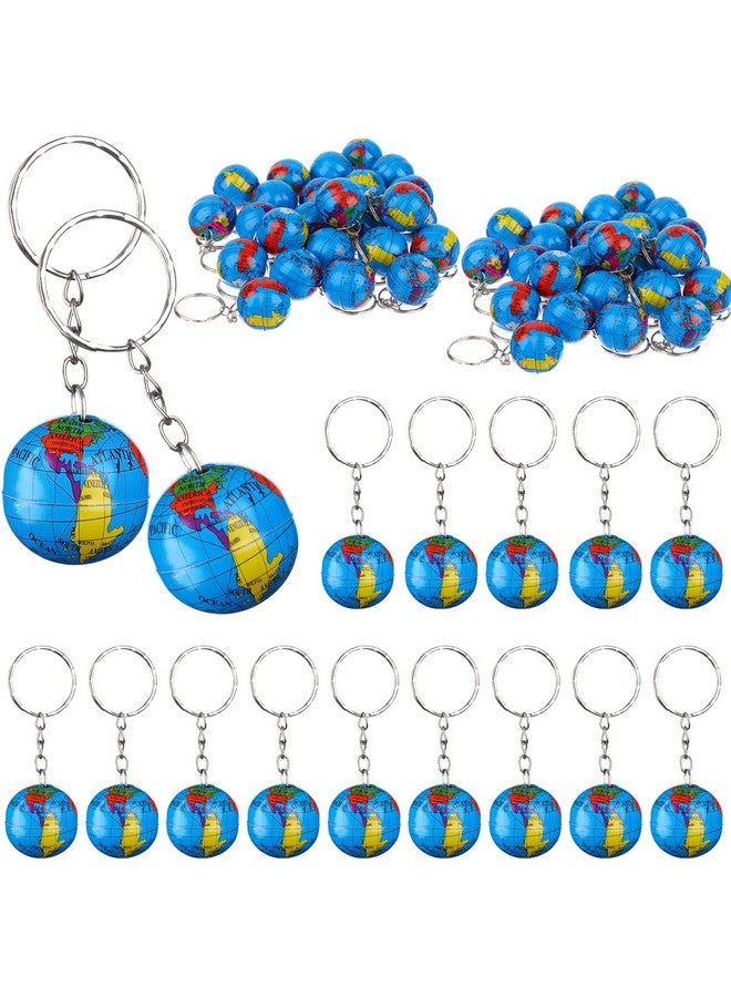 CoscosX 1" Globe Keychains Earth Globe Key Chains, 100 Pcs Mini Backpack Hook For Travelers,Ball Keyring Pendant For Bag&Belt Loop Accessory,Back To School Item,Arts And Crafts,Educational Tool,Party Favors  - Image 1