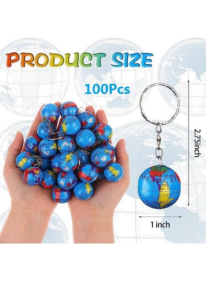 CoscosX 1" Globe Keychains Earth Globe Key Chains, 100 Pcs Mini Backpack Hook For Travelers,Ball Keyring Pendant For Bag&Belt Loop Accessory,Back To School Item,Arts And Crafts,Educational Tool,Party Favors  - Image 2