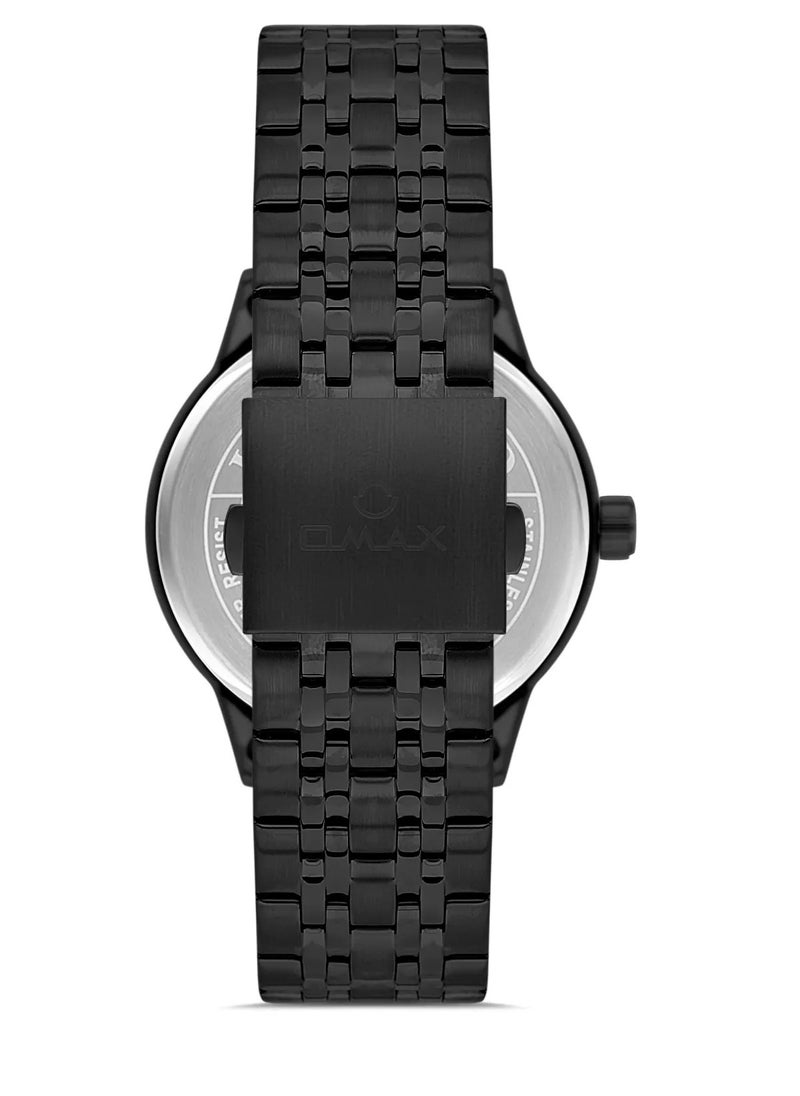 OMAX - Omax Men's Black Sports Luxury Wrist Watch, Watches for Men, Stainless Watches, Steel Band, Date & Day Round Dial, Waterproof Watch, 1 Year Warranty - Image 1