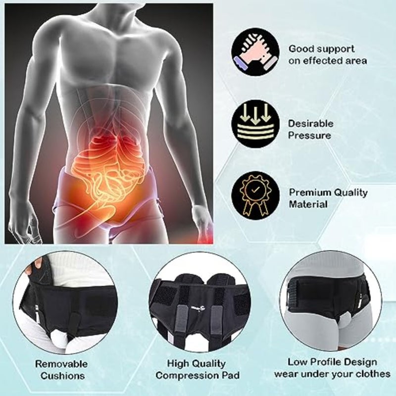 - Inguinal Hernia Support Belt Groin Truss Brace Post Surgery Hernia Pain Relief, Two Compression Pressure Foam Pads, Adjustable Elastic straps-A107 M - Image 5