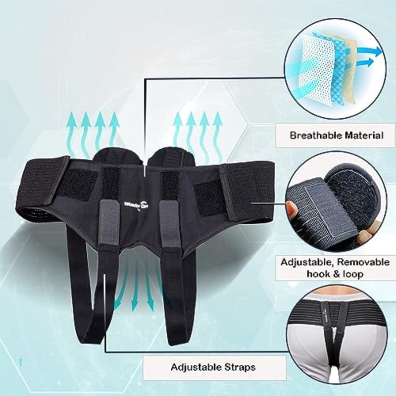 - Inguinal Hernia Support Belt Groin Truss Brace Post Surgery Hernia Pain Relief, Two Compression Pressure Foam Pads, Adjustable Elastic straps-A107 M - Image 4
