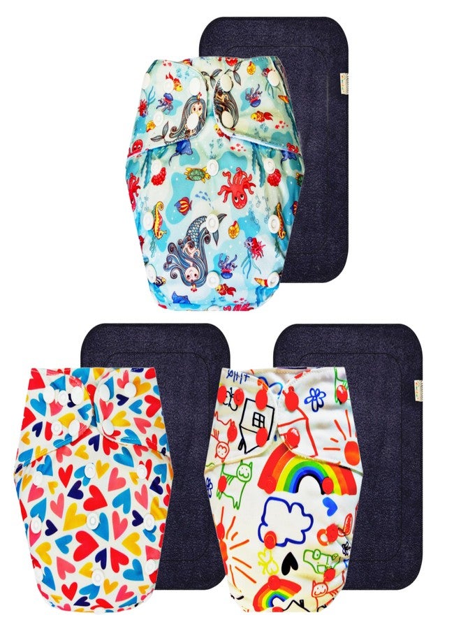 حفاضات قماشية فاخرة من دمبلدو مع حشوة سوداء (عبوة من 3 قطع) | شعور بالجفاف والراحة | تهوية جيدة | مناسبة للسفر | للاستخدام طوال اليوم | من 3 أشهر إلى 3 سنوات | للجنسين - Image 1