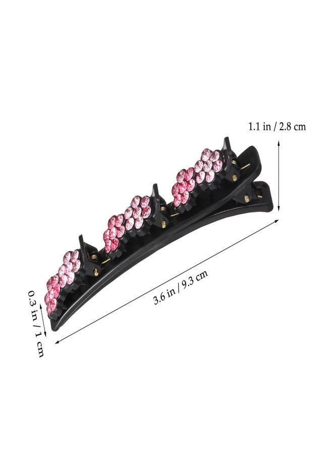 Healeved 8PCS Sparkling Crystal Stone Braided Hair Clips Rhinestone Flower Duckbill Clip with 3 Small Hair Barrettes Elegant Styling Clips for Women Girls - Image 5
