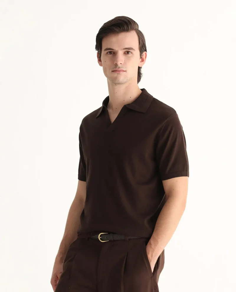 Rare Rabbit Men's Flat Knit Jacquard Collar Polo