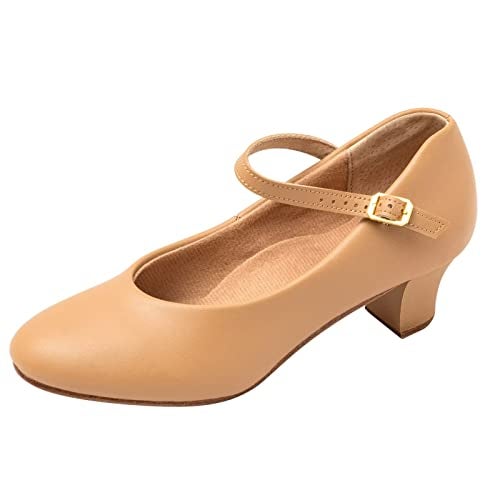 ARCLIBER Brown Character Shoes for Women Ankle Strap 1.55" Dance Heels for Ballroom Salsa Tango-10.5 - Image 4