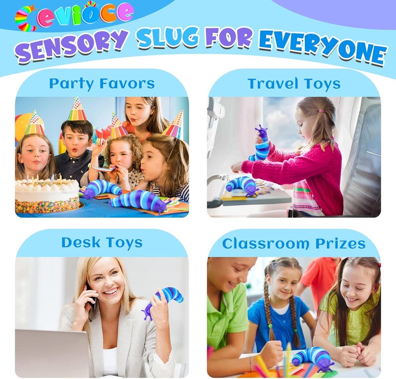 Cevioce Sensory Slug Fidget Toys,Fidget Slug Toys for Adults & Kids Party Favors,1Pc Cute Autism Sensory Toys for Autistic Children,Toddler Toys Age 3+,Travel Toys for 3+ Year Old（Blue） - Image 5