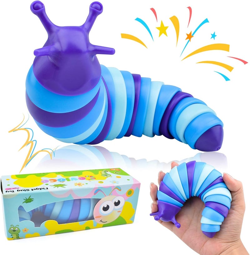 Cevioce Sensory Slug Fidget Toys,Fidget Slug Toys for Adults & Kids Party Favors,1Pc Cute Autism Sensory Toys for Autistic Children,Toddler Toys Age 3+,Travel Toys for 3+ Year Old（Blue） - Image 1