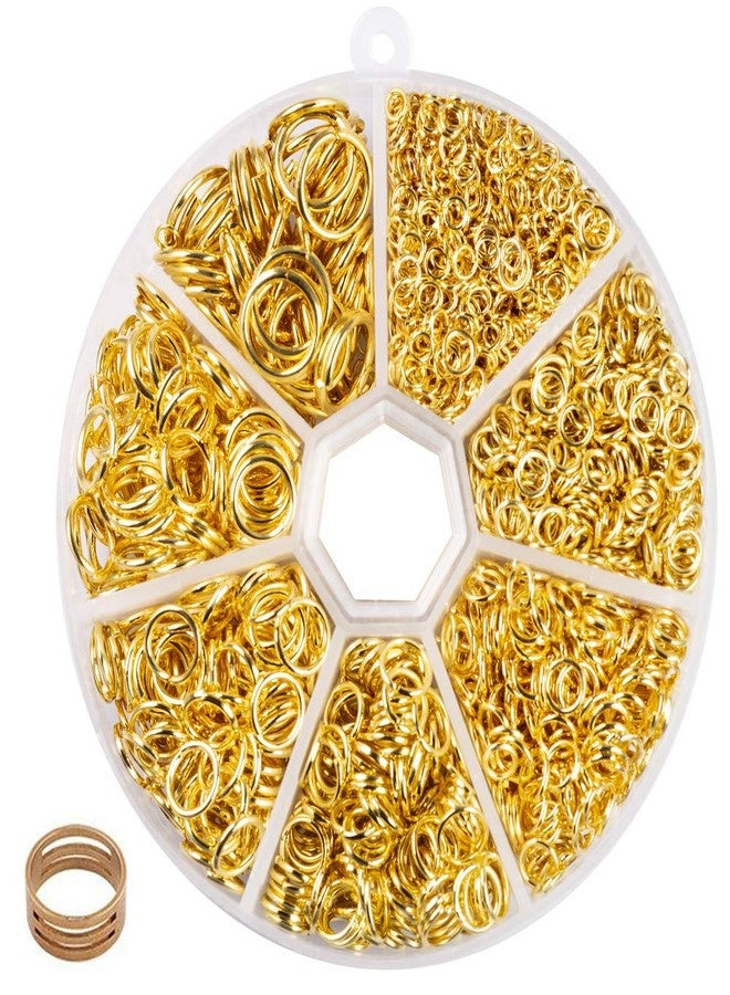 BEADNOVA Open Jump Rings Gold Plated with Jump Ring Opener for Jewelry Making and Keychains (3mm 4mm 5mm 6mm 7mm 8mm 10mm Mix Box Set) - Image 1