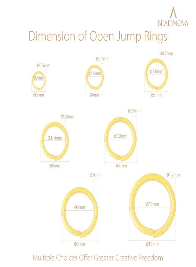 BEADNOVA Open Jump Rings Gold Plated with Jump Ring Opener for Jewelry Making and Keychains (3mm 4mm 5mm 6mm 7mm 8mm 10mm Mix Box Set) - Image 3