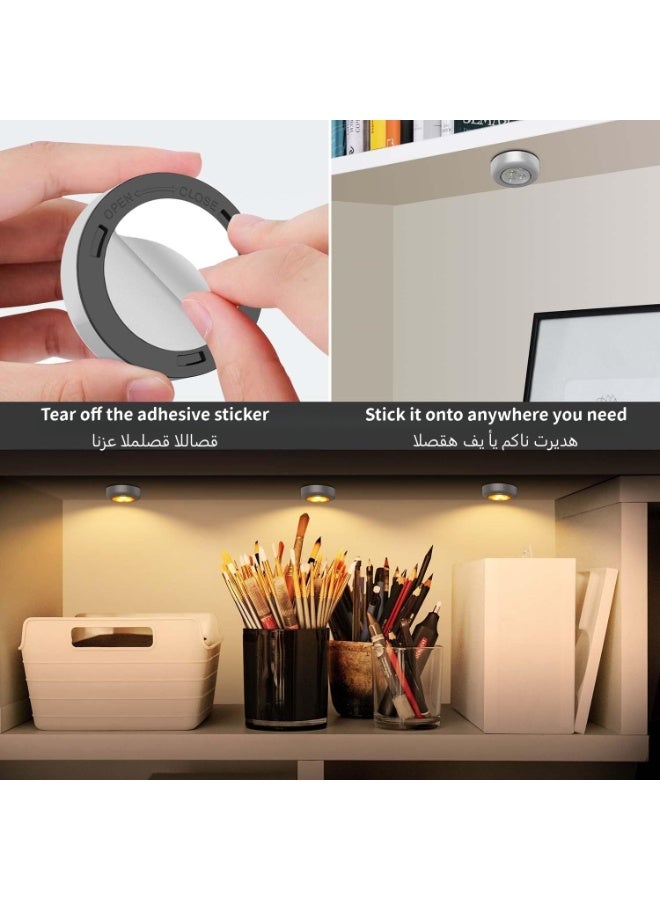 Mini Puck Light 6 Pack, Wireless Under Cabinet Lights Battery Operated LED Puck Light, Warm White Pressure Activated Lights for Closet Counter Kitchen RV Indoor - Image 5