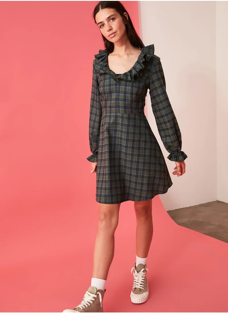trendyol Checked Shift Dress