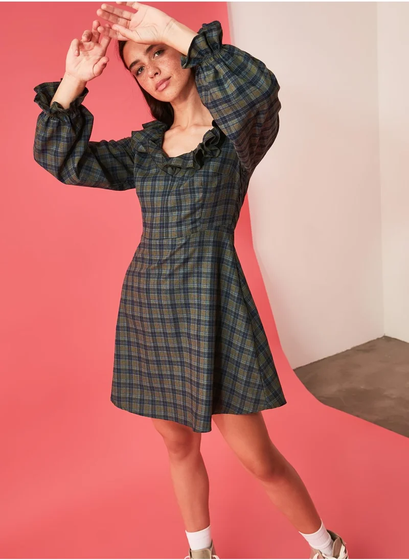 trendyol Checked Shift Dress