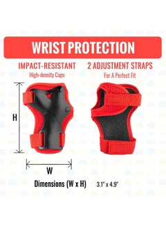 yongsheng Skateboard Knee Pads Set - 6 In 1 Protective Gear Set Knee Pads Elbow Pads and Wrist Guards for Kids Youth Adults Men and Women (S, Candy Apple Red)  - Image 4