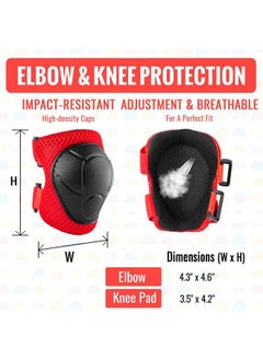 yongsheng Skateboard Knee Pads Set - 6 In 1 Protective Gear Set Knee Pads Elbow Pads and Wrist Guards for Kids Youth Adults Men and Women (S, Candy Apple Red)  - Image 5