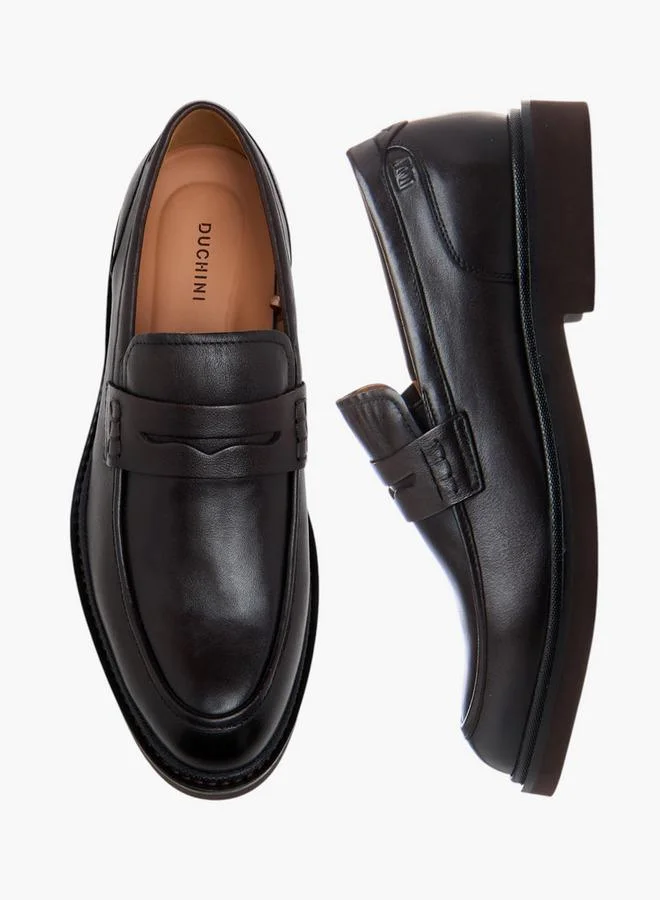 دوتشيني Men'S Leather Cutout Detail Slip-On Loafers