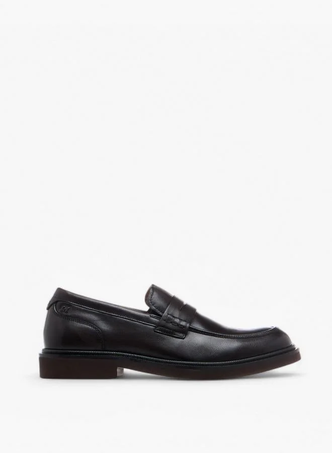 DUCHINI Men'S Leather Cutout Detail Slip-On Loafers