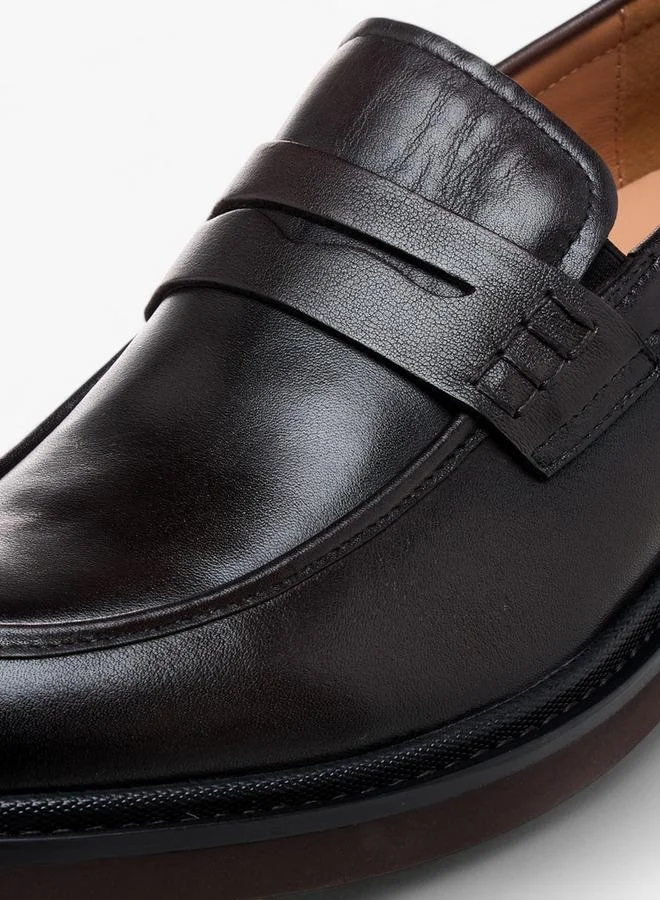 DUCHINI BROWN Men'S Leather Cutout Detail Slip-On Loafers for Men | Best Price UAE