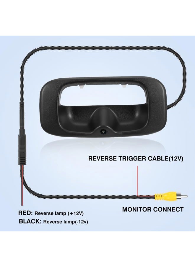ACAUTO Tailgate Handle Backup Camera Fit for Chevy Silverado GMC Sierra 1500 2500 3500 HD 1999-2007 Classic Tailgate Reversing Rear View Park Assist Camera RCA Plug Replaces 15228539 - Image 5