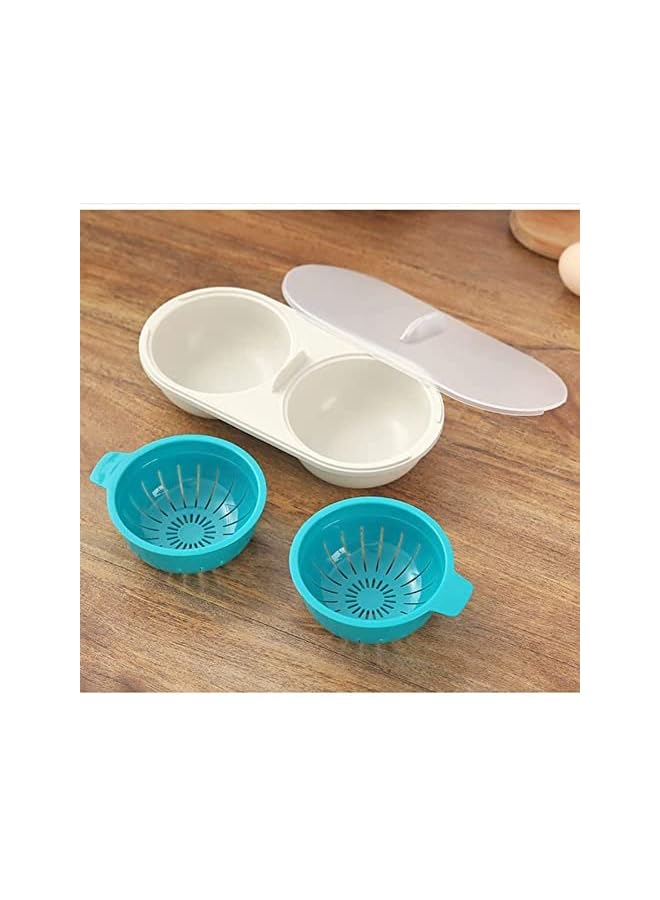 PROMASS Steamer, Egg Poachers, Egg Poacher Cups, Food Grade PP Material Safe and Secure Time Saving and Labor Saving, Multi-Function, for Kitchen Home Ovens Poached Eggs,Blue - Image 4