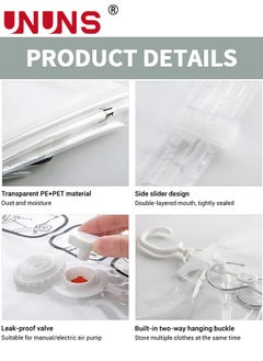 UNUNS Hanging Closet Organizer,4-Pack Hanging Vacuum Space Saver Bag  With Hangers,Vacuum Seal Storage Bag With Suction Pump,Space Bags Vacuum Bag For Sweater,Coat,Suit  - Image 4