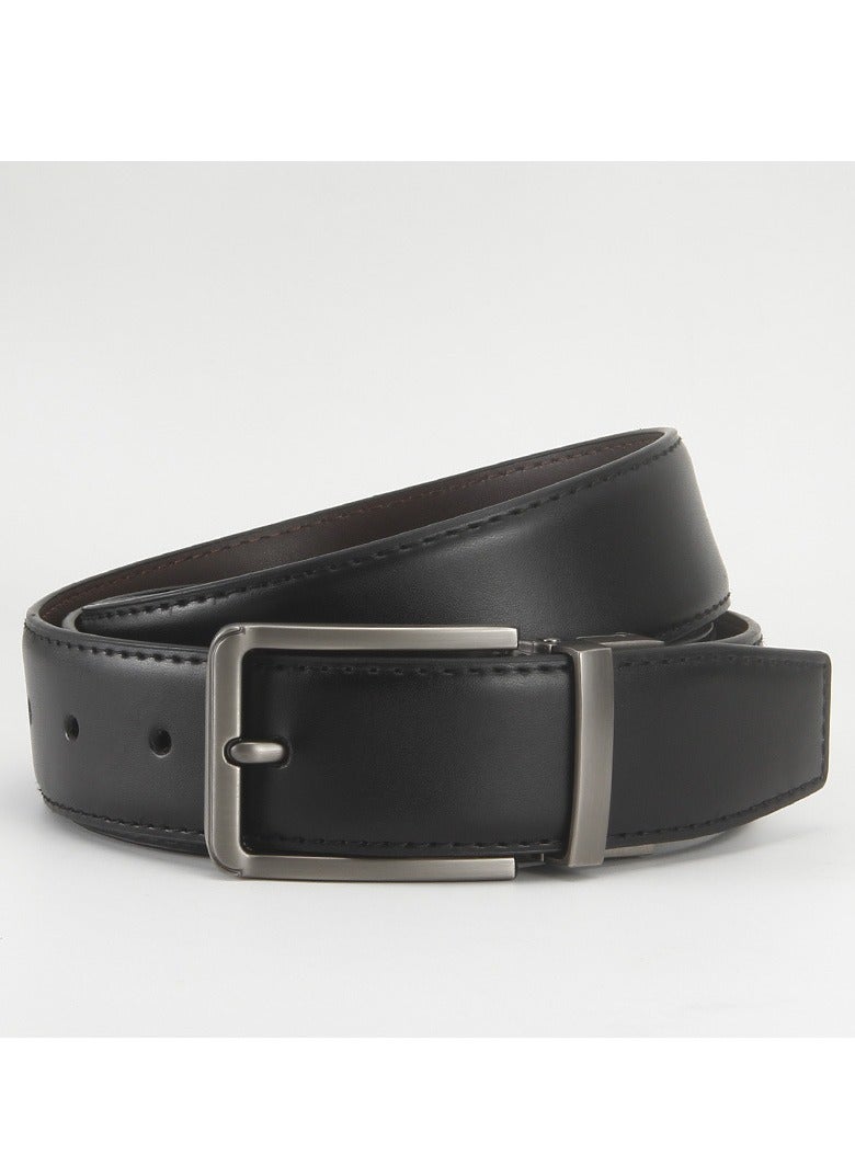 أوليس فيرس  حزام رجالي من الجلد الطبيعي - إبزيم معدني بمشبك مزدوج الجوانب - إكسسوار عادي أنيق للأحذية الرسمية - Image 2