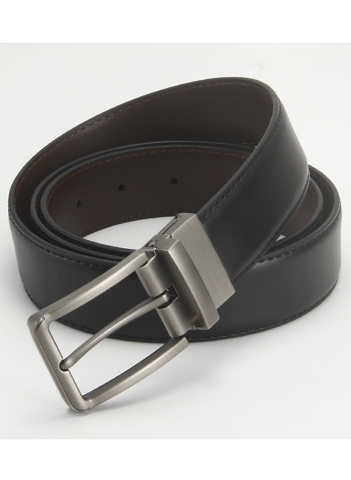 أوليس فيرس  حزام رجالي من الجلد الطبيعي - إبزيم معدني بمشبك مزدوج الجوانب - إكسسوار عادي أنيق للأحذية الرسمية - Image 5