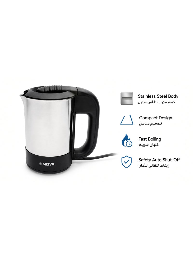 NOVA NK-1318TD Travel Electric Kettle, 0.5L, 1000W, Stainless Steel - Image 3