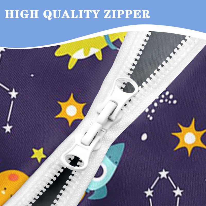 Nesker Twin Zipper Bedding, Astronaut Dinosaur Zipper Bedding Sets for Boys, 3pcs All in on one, Funny Space Dino Planet Kids Comforter Set with Fitted Sheet and 2 Pillowcases - Image 3