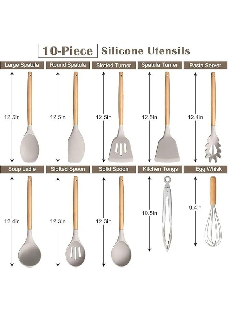 طقم توزيع سيليكون بيد خشب مع حامل – 12 قطعة - Image 4