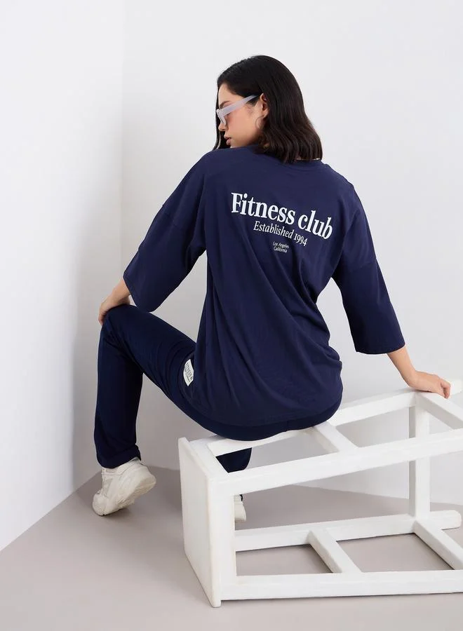 Styli Styli Patch Detail Oversized T-Shirt and Flared Leggings Co-Ords