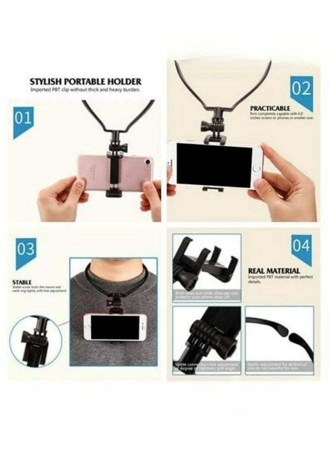 Generic - Neck Holder Lazy Neck Holder Stand Universal Neck Hanging Holder Smart Phone Self-timer Tool Adjustable 4-6 inch Bracket Compatible with iPhone - Image 1
