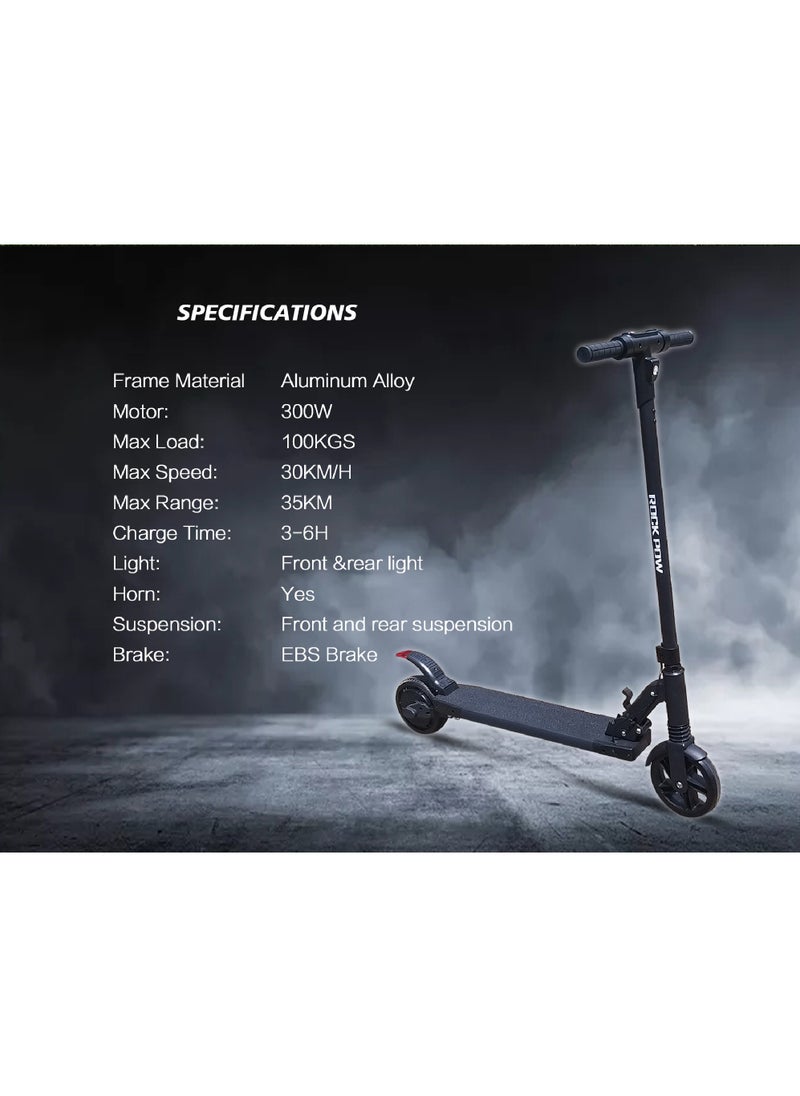 Rock Pow Electric Scooter, 300W Motor, 35 KM Range & 30KM/H, 8-inch Solid Rubber Tires Electric Scooter Adults, Foldable Commuting E Scooter with Cruise Control, Dual Braking System & Shock Absorption  - Image 3