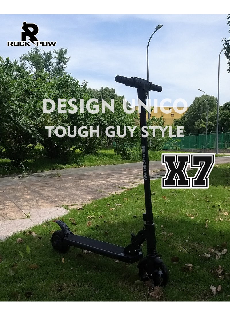 Rock Pow Electric Scooter, 300W Motor, 35 KM Range & 30KM/H, 8-inch Solid Rubber Tires Electric Scooter Adults, Foldable Commuting E Scooter with Cruise Control, Dual Braking System & Shock Absorption  - Image 2