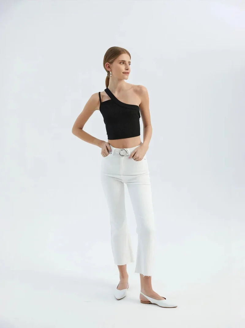 HICCUP One Shoulder Cut Out Crop Top