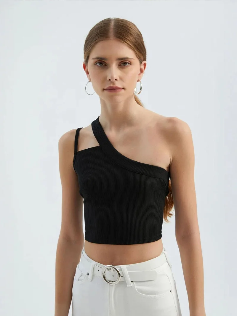 HICCUP One Shoulder Cut Out Crop Top