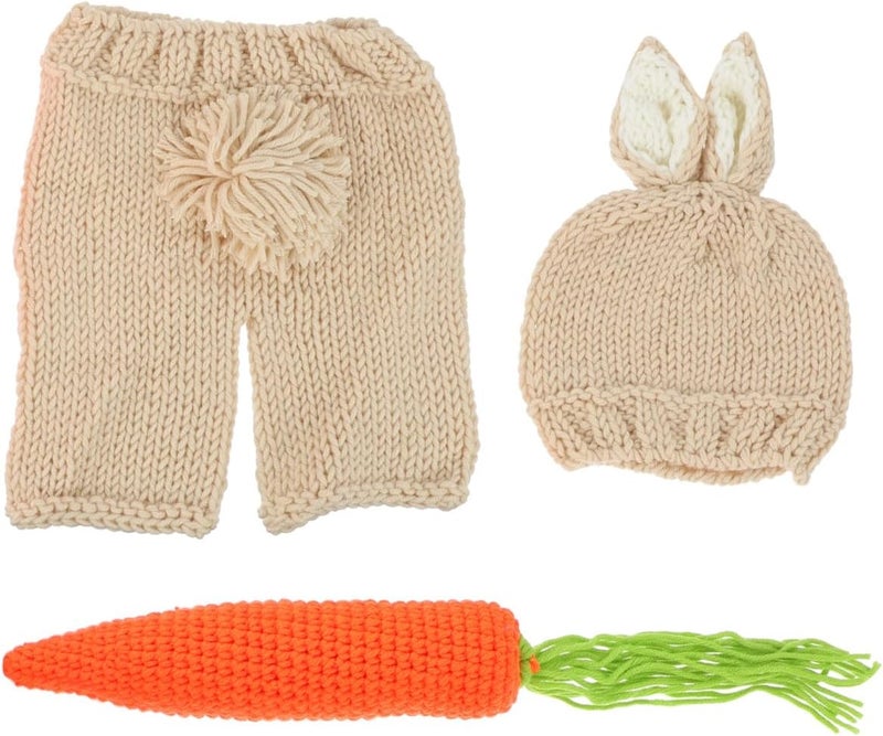 Healeved Easter Props Photoshoot Baby Newborn Photo Props Set Infant Woolen Knitted Outfits - Image 1