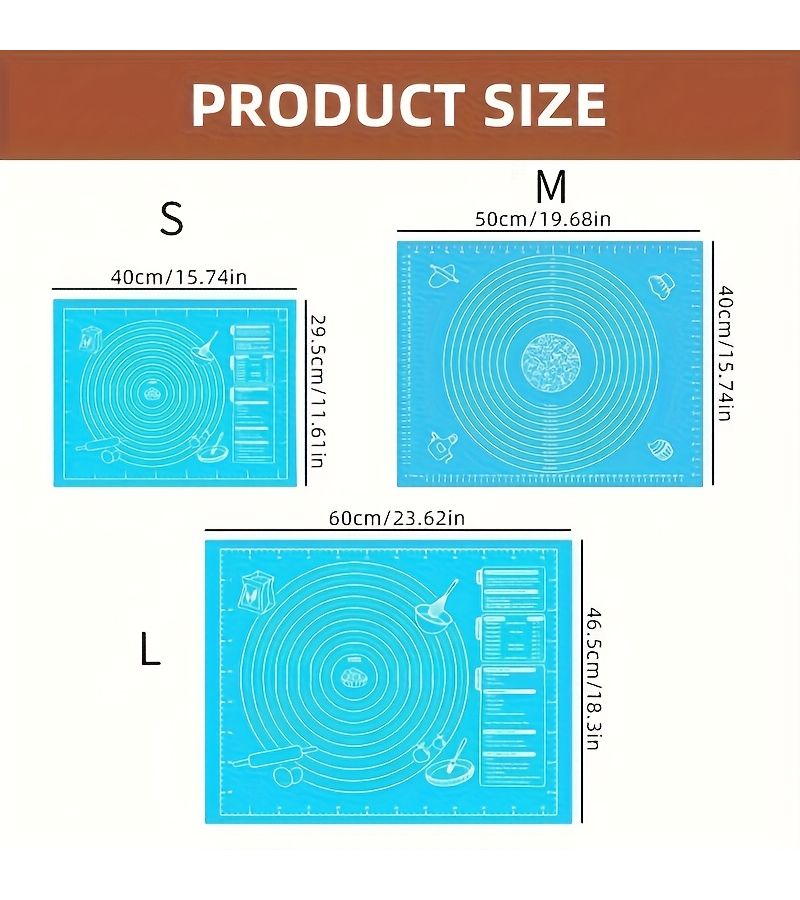 Blue Dough Rolling Mat 15.8x29.6in Non Stick Baking Pastry Mat Reusable Non Slip Kneading Mat Food Grade Kitchen Accessory - Image 3