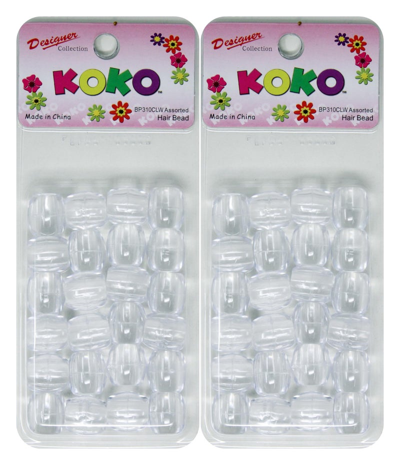 Premium Pony Beads  XLarge 48 PC Set Ideal for Hair Braids Kids Crafts Clear Plastic Beads