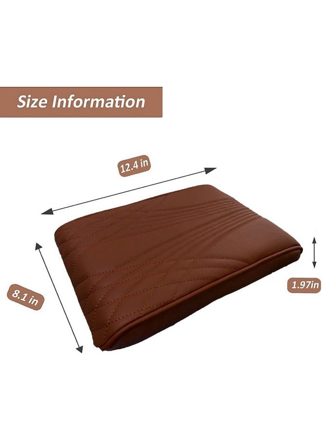 AUTOMAZE - Automaze Center Console Arm-rest Cover Pad With Mobile Pocket Universal Fit for SUV/Truck/Car, Car Armrest Seat Box Cover, Leather Auto Armrest Cover (Brown) - Image 1