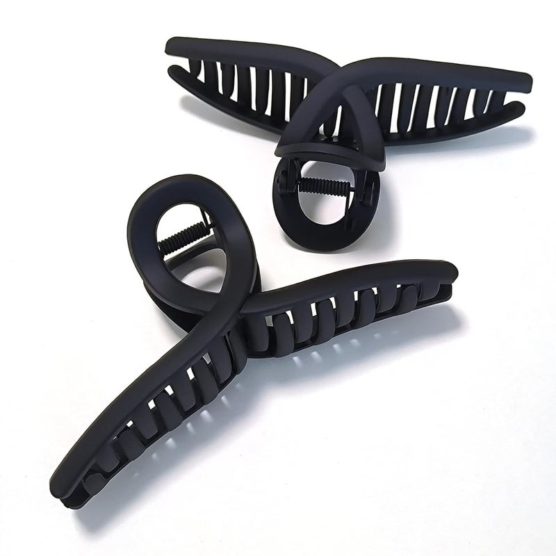Nalodu 5 Inch Hair Claw Clips Extra Large No Slip Big Matte Jaw Butterfly Clip for Thin Fine Thick Hair Women 2 Pack Black