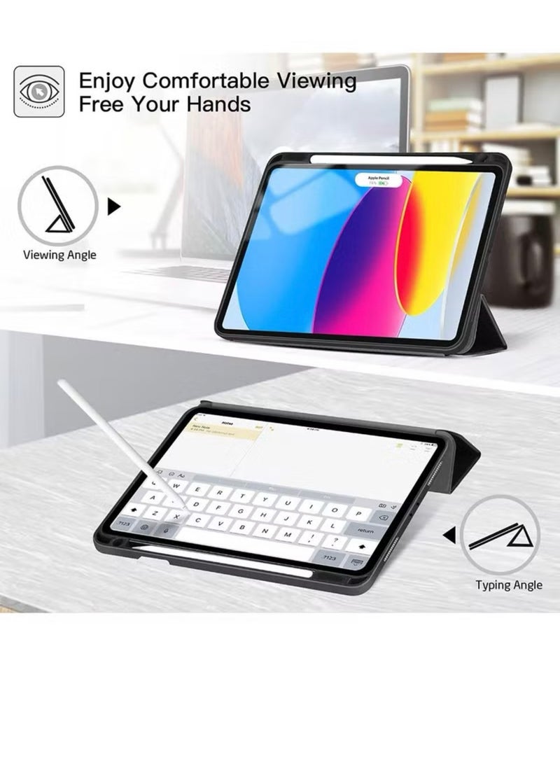 Case for iPad (A16) 2025 Generation iPad 11 Case/Case for iPad 10th Generation 2022 Built-in Pencil Holder Flexible Back Cover, Trifold Stand, Auto Sleep/Wake Series for iPad 2022 Model A2696 A2757 A2777 10th Generation / iPad 11th Generation 2025 A3354, A3355, A3356 Black - Image 4