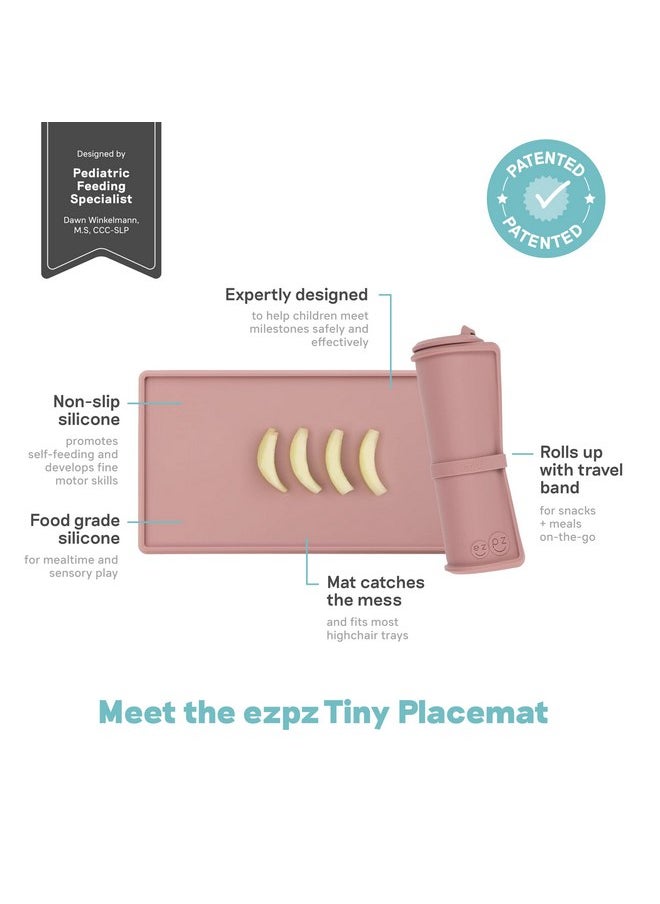 ezpz ezpz Tiny Placemat - 6 Months+ (Blush) - Non-Slip, 100% Silicone Placemat for Toddlers and Babies - Fits on Most Highchair Trays - Rolls-Up - Dishwasher Safe  - Image 2