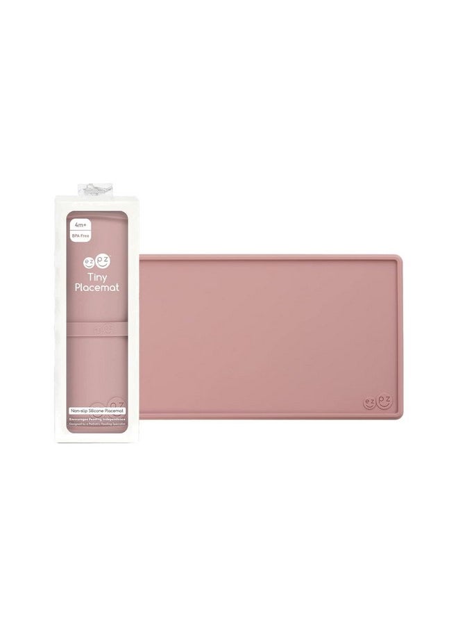 ezpz ezpz Tiny Placemat - 6 Months+ (Blush) - Non-Slip, 100% Silicone Placemat for Toddlers and Babies - Fits on Most Highchair Trays - Rolls-Up - Dishwasher Safe  - Image 1