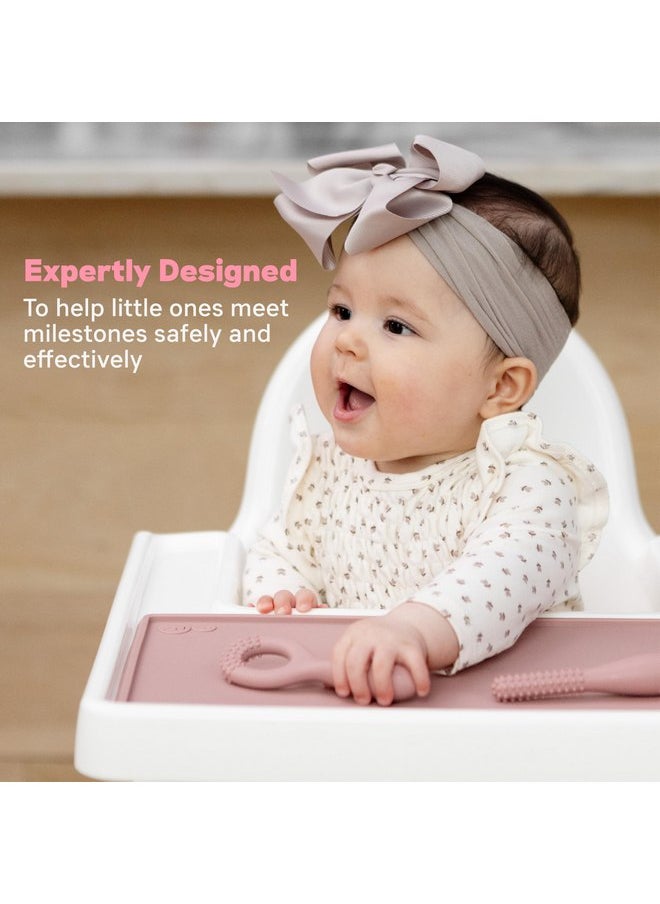 ezpz ezpz Tiny Placemat - 6 Months+ (Blush) - Non-Slip, 100% Silicone Placemat for Toddlers and Babies - Fits on Most Highchair Trays - Rolls-Up - Dishwasher Safe  - Image 3