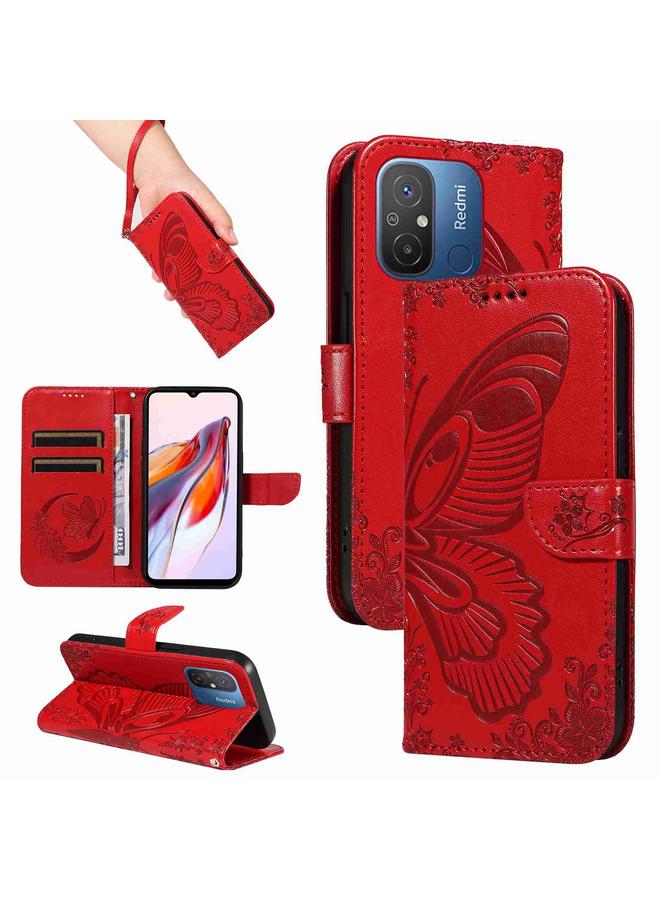The Bros Case For Xiaomi Redmi 11A 4G Swallowtail Butterfly Embossed Leather Phone Case