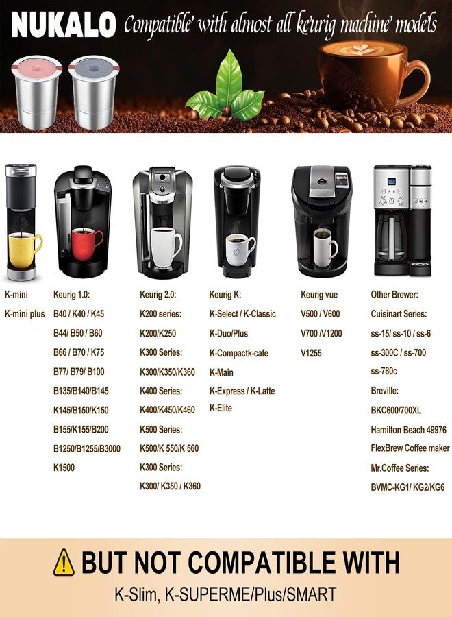 كبسولات قهوة قابلة لإعادة التعبئة من نوع K-Cup: كبسولات K-Cup معدنية قابلة لإعادة الاستخدام من الفولاذ المقاوم للصدأ لماكينات Keurig المعدنية - لون وردي ورمادي. فلتر قهوة قابل لإعادة الاستخدام لماكينات Keurig 1.0 و 2.0 - صديق للبيئة، بتقنية Stratum Flow. - Image 3