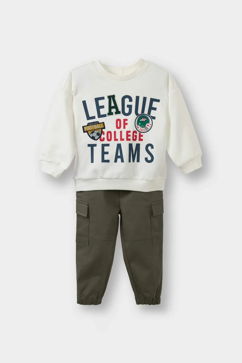 DeFacto Baby Boy Printed Sweatshirt Trousers 2 Piece Set