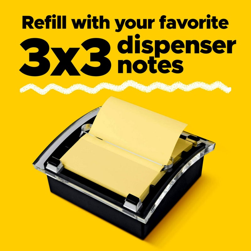 Post-it Note Dispenser, Sticky Note Holder, Black Base, Clear Top, Includes 50 Sheets of 3 in x 3 in Canary Yellow Pop-Up Notes, Classroom or Office Supplies - Image 5